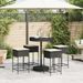 Ensemble de bar de jardin 5 pcs avec coussins noir poly rotin - Photo n°3