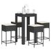 Ensemble de bar de jardin 5 pcs avec coussins noir poly rotin - Photo n°1