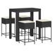 Ensemble de bar de jardin 5 pcs avec coussins noir poly rotin - Photo n°2