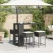 Ensemble de bar de jardin 5 pcs avec coussins noir poly rotin - Photo n°3