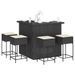 Ensemble de bar de jardin 5 pcs avec coussins noir poly rotin - Photo n°1