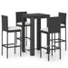 Ensemble de bar de jardin 5 pcs et coussins Résine tressée Noir 3 - Photo n°1
