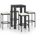 Ensemble de bar de jardin 5 pcs et coussins Résine tressée Noir 2 - Photo n°1