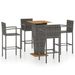 Ensemble de bar de jardin 5 pcs Gris 5 - Photo n°1