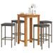 Ensemble de bar de jardin 5 pcs gris bois massif acacia rotin - Photo n°1