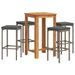 Ensemble de bar de jardin 5 pcs gris bois massif acacia rotin - Photo n°2