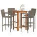 Ensemble de bar de jardin 5 pcs gris bois massif acacia rotin - Photo n°1