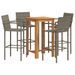 Ensemble de bar de jardin 5 pcs gris bois massif acacia rotin - Photo n°2