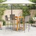 Ensemble de bar de jardin 5 pcs gris bois massif acacia rotin - Photo n°3