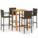 Ensemble de bar de jardin 5 pcs Marron 4 - Photo n°1