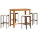 Ensemble de bar de jardin 5 pcs marron bois massif acacia rotin - Photo n°2