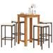 Ensemble de bar de jardin 5 pcs marron bois massif acacia rotin - Photo n°1