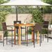 Ensemble de bar de jardin 5 pcs marron bois massif acacia rotin - Photo n°3