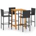 Ensemble de bar de jardin 5 pcs Noir - Photo n°1