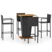 Ensemble de bar de jardin 5 pcs Noir 6 - Photo n°1