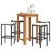 Ensemble de bar de jardin 5 pcs noir bois massif acacia rotin - Photo n°1