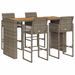 Ensemble de bar de jardin 5 pcs sans coussins gris poly rotin - Photo n°2