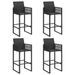 Ensemble de bar de jardin 5 pcs sans coussins noir poly rotin - Photo n°5