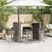 Ensemble de bar de jardin 7 pcs avec coussins gris poly rotin - Photo n°3