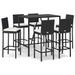 Ensemble de bar de jardin 7 pcs avec coussins noir poly rotin - Photo n°1