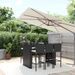 Ensemble de bar de jardin 7 pcs avec coussins noir poly rotin - Photo n°2