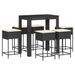 Ensemble de bar de jardin 7 pcs avec coussins noir poly rotin - Photo n°2