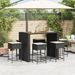 Ensemble de bar de jardin 7 pcs avec coussins noir poly rotin - Photo n°3