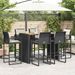 Ensemble de bar de jardin 7 pcs avec coussins noir poly rotin - Photo n°3