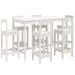 Ensemble de bar de jardin 7 pcs blanc bois de pin massif - Photo n°1