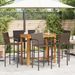 Ensemble de bar de jardin 7 pcs marron bois massif acacia rotin - Photo n°3