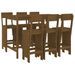 Ensemble de bar de jardin 7 pcs marron miel bois de pin massif - Photo n°1