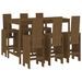 Ensemble de bar de jardin 7 pcs marron miel bois de pin massif - Photo n°1