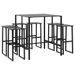 Ensemble de bar de jardin 7 pcs noir acier enduit de poudre - Photo n°2