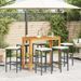 Ensemble de bar de jardin 7 pcs noir bois massif acacia rotin - Photo n°3