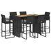 Ensemble de bar de jardin 7 pcs sans coussins noir poly rotin - Photo n°2