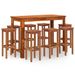 Ensemble de bar de jardin 9 pcs Bois d'acacia solide - Photo n°2