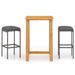 Ensemble de bar de jardin avec coussins 3 pcs Gris 3 - Photo n°1