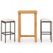 Ensemble de bar de jardin avec coussins 3 pcs Marron 2 - Photo n°1