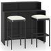 Ensemble de bar de jardin avec coussins 3 pcs Noir 3 - Photo n°1