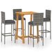 Ensemble de bar de jardin avec coussins 5 pcs Gris 10 - Photo n°1