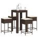 Ensemble de bar de jardin avec coussins 5 pcs marron poly rotin - Photo n°1