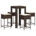 Ensemble de bar de jardin avec coussins 5 pcs marron poly rotin - Photo n°2