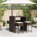 Ensemble de bar de jardin avec coussins 5 pcs marron poly rotin - Photo n°3