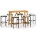 Ensemble de bar de jardin avec coussins 7 pcs Marron 2 - Photo n°1