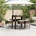 Ensemble de bar de jardin avec coussins 7 pcs marron poly rotin - Photo n°3