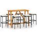 Ensemble de bar de jardin avec coussins 7 pcs Noir - Photo n°1