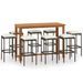 Ensemble de bar de jardin avec coussins 9 pcs Marron - Photo n°1