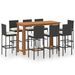 Ensemble de bar de jardin avec coussins 9 pcs Noir - Photo n°1