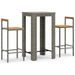 Ensemble de bar jardin 3 pcs gris poly rotin/bois massif acacia - Photo n°1