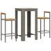 Ensemble de bar jardin 3 pcs gris poly rotin/bois massif acacia - Photo n°3